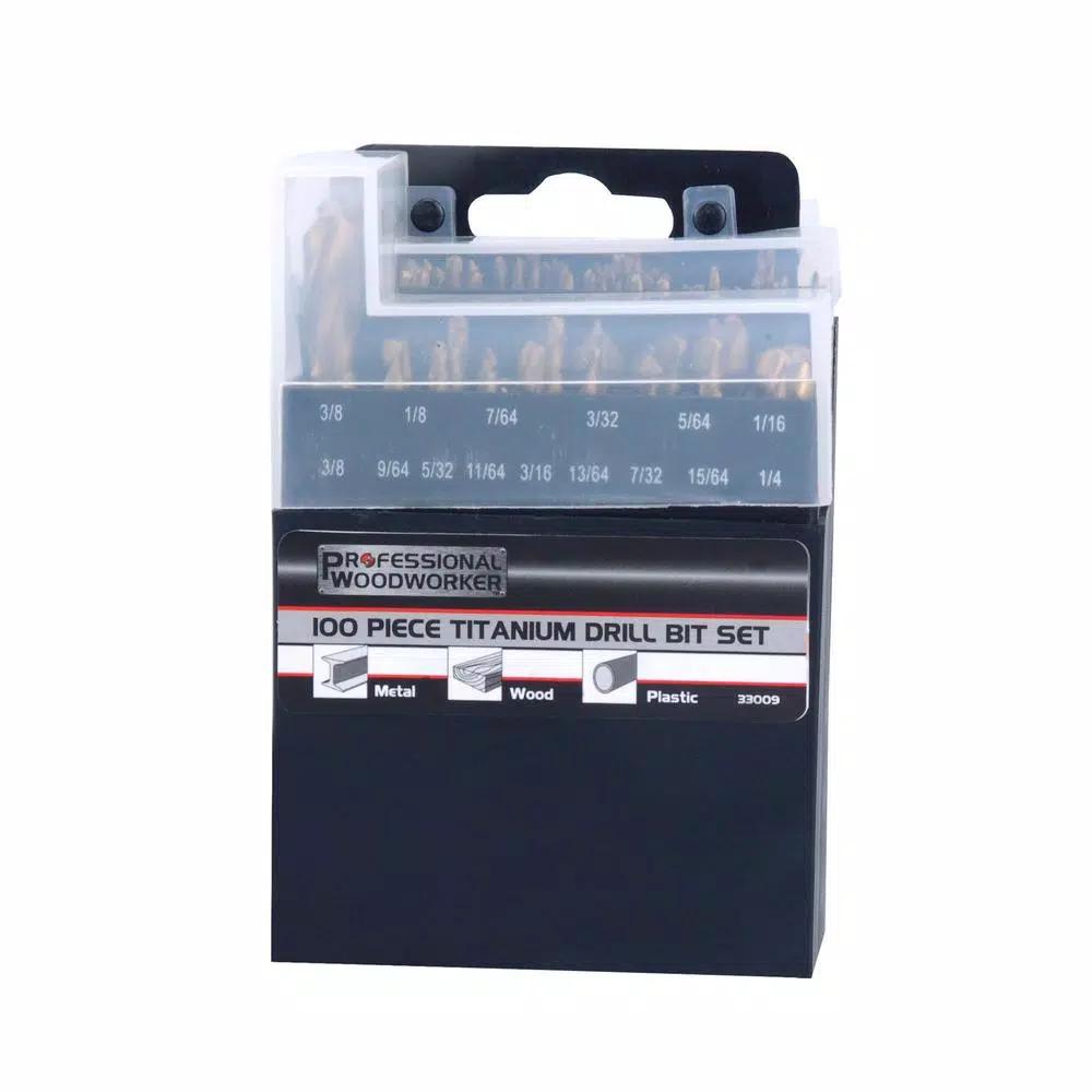 Professional Woodworker The Professional Woodworker 100-Piece Titanium Coated HSS Drill Bit Set, 1/16 in. to 3/8 in.