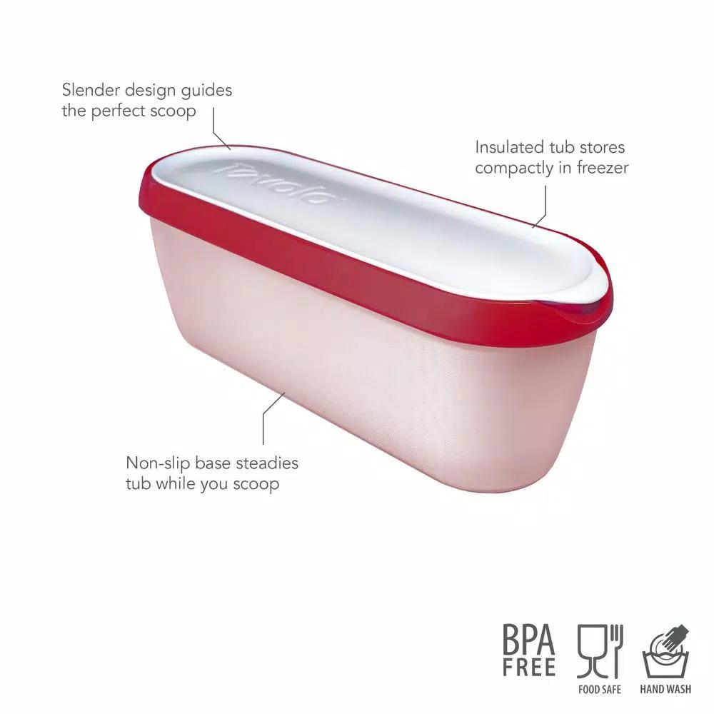 Tovolo Glide-A-Scoop 1.5 Qt. Ice Cream Tub, Insulated Airtight Freezer Container with Non-Slip Base, Cayenne