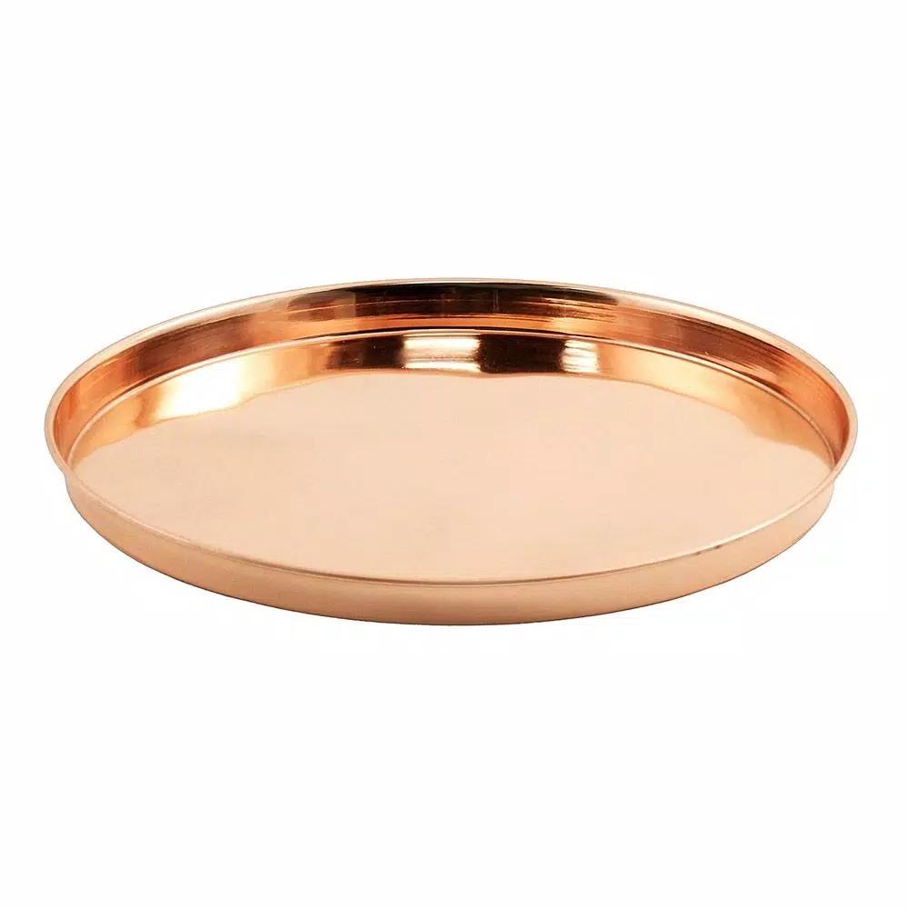 Achla Designs 12.5 in. Round Copper Plated Stainless Steel Decorative Serving Tray