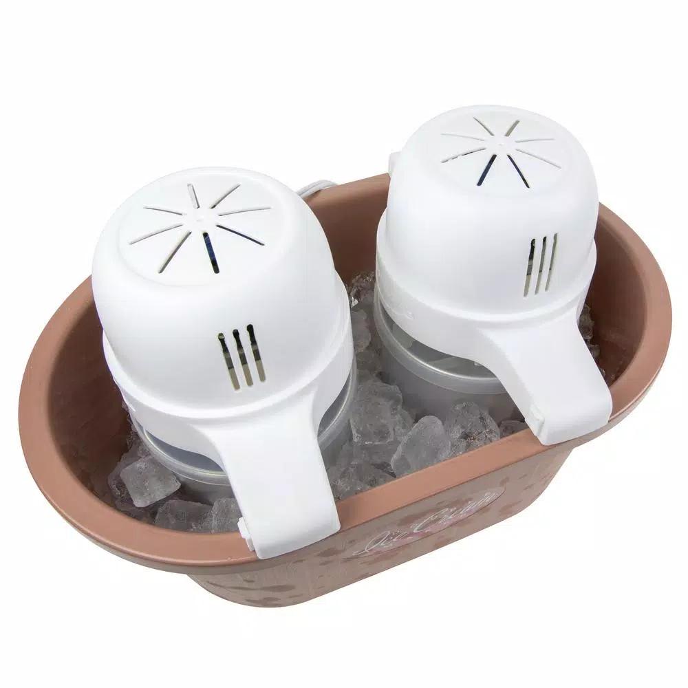 Nostalgia 4 Qt. Double Flavor Ice Cream Maker, Brown Countertop Electric Machine