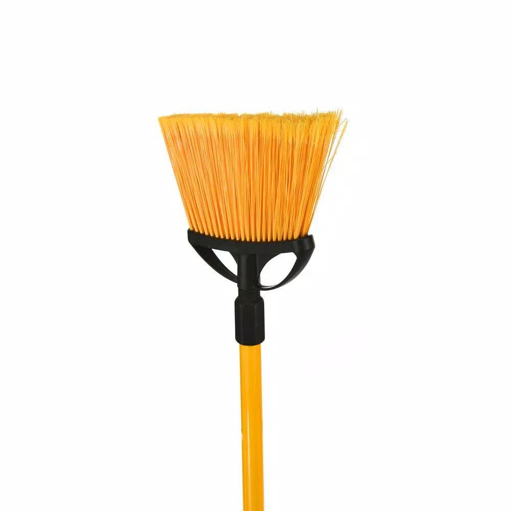 Alpine Industries 10 in. Angle Broom with Unbreakable Fiberglass Handle, Yellow