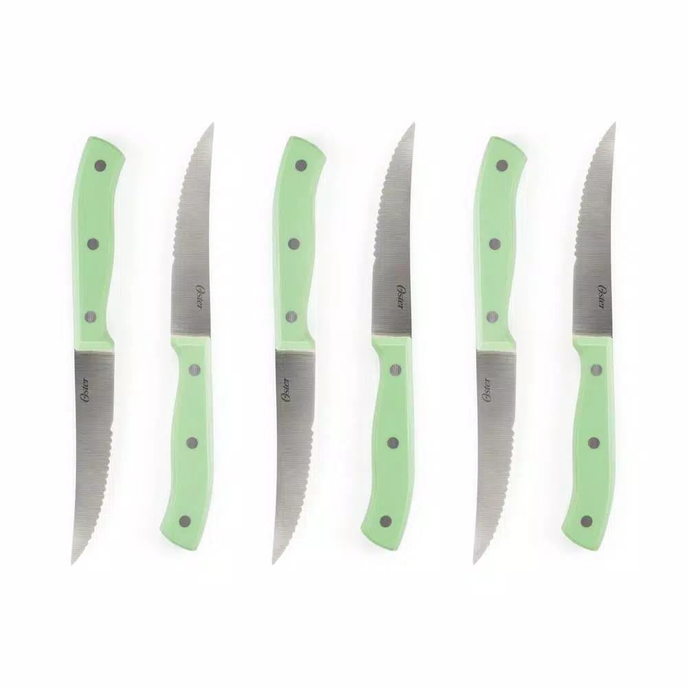 Oster Evansville 14-Piece Stainless Steel Knife Set with Hardwood Block in Turquoise