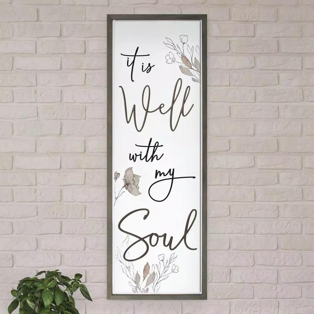 P Graham Dunn It is Well with my Soul Framed Wood Wall Art - Farmhouse Style Vertical Sign