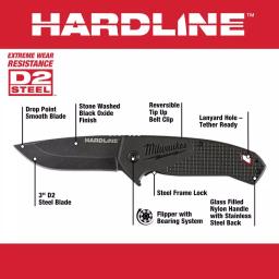Milwaukee Hardline 3 in. D2 Steel Smooth Blade Folding Pocket Knife thumbnail 2