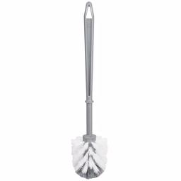 Unbranded Gray Plastic Toilet Brush with Holder, Tapered Nylon Bristles, Compact Design thumbnail 3
