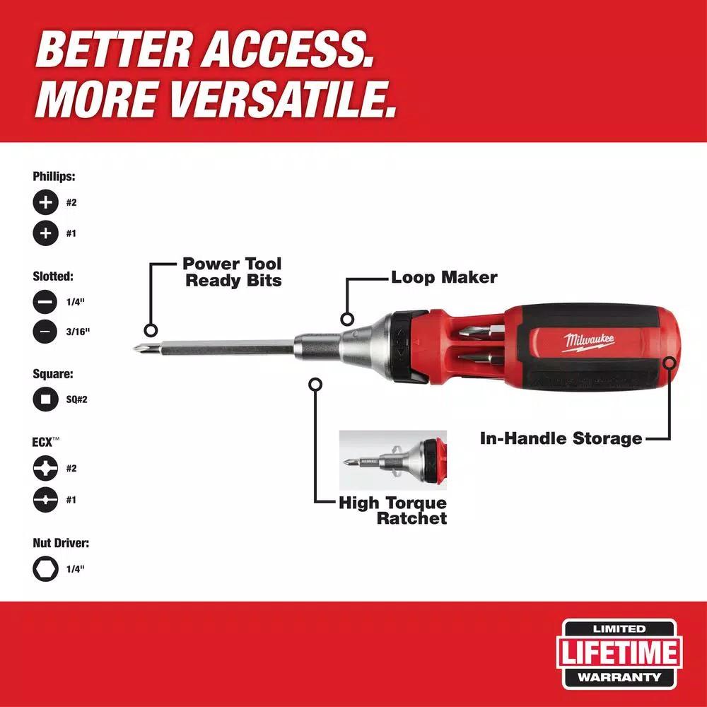 Milwaukee 9-in-1 ECX Drive Ratcheting Multi-Bit Screwdriver Set