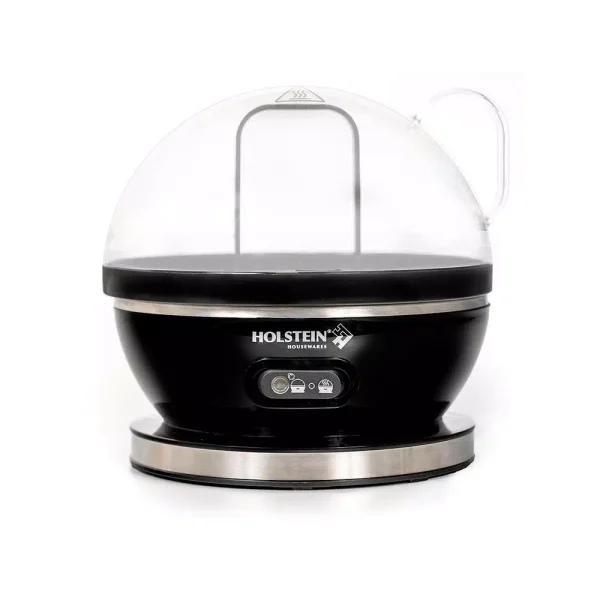 HOLSTEIN HOUSEWARES Holstein 7-Egg Stainless Steel and Black Egg Cooker with Automatic Shut-Off