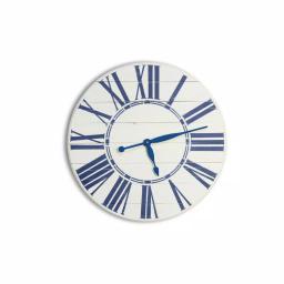 BrandtWorks 24 in. Navy Nautical Oversized Farmhouse Wall Clock - Distressed White & Blue thumbnail 1
