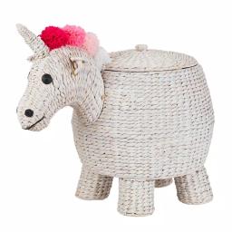 StyleWell White Unicorn Water Hyacinth Woven Decorative Basket with Lid thumbnail 6