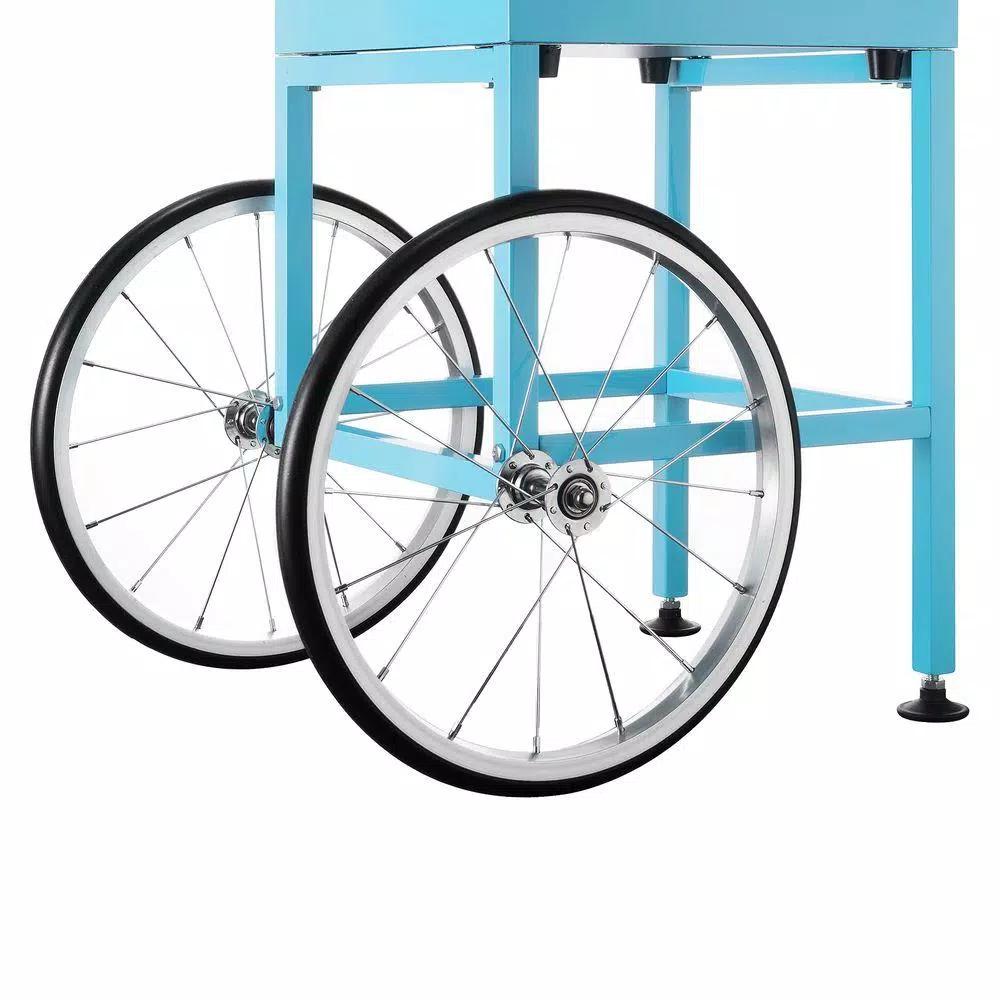 Great Northern Flufftastic Commercial Blue Cotton Candy Machine with Cart, 1000W Stainless Steel Kettle