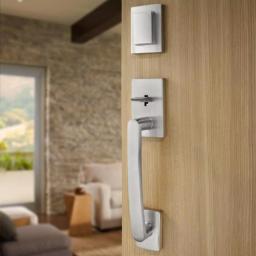 Baldwin Prestige Spyglass Single Cylinder Satin Nickel Handleset with Square Lever and SmartKey Security thumbnail 10