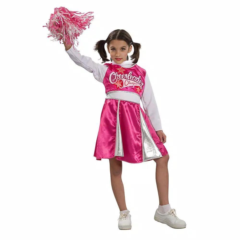 Rubie's Costumes Pink and White Cheerleader Costume for Girls - One-Piece Dress with Belt