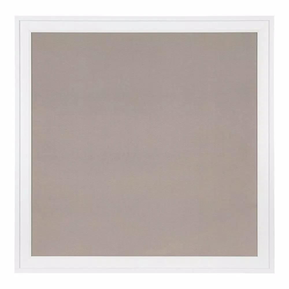 DesignOvation Bosc White Fabric Pinboard Framed Linen Memo Board, 31.5 x 31.5 in
