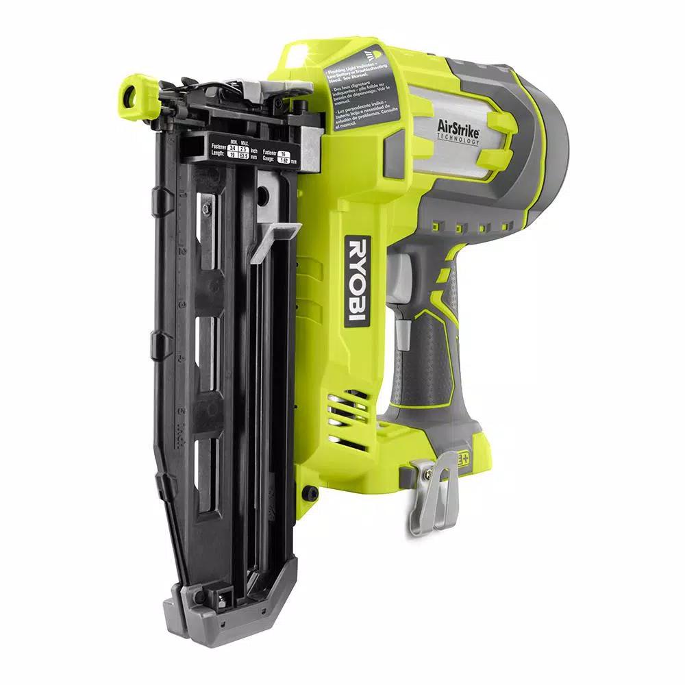 RYOBI 18V ONE+ AirStrike 16-Gauge 2-1/2 in. Straight Finish Nailer Kit with 1.3 Ah Battery and Charger