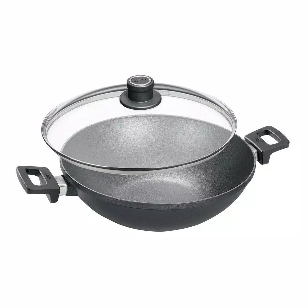 Frieling Woll Nowo 12.5 in. Titanium Reinforced Nonstick Cast Aluminum Wok with Glass Lid
