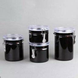 Creative Home 4-Piece Black Stainless Steel Canister Set with Airtight Locking Clamp Lids thumbnail 6