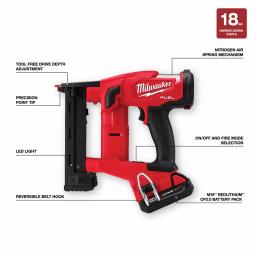Milwaukee M18 FUEL 18-Gauge 1/4 in. Narrow Crown Cordless Stapler Kit with 2.0 Ah Battery and Charger thumbnail 4