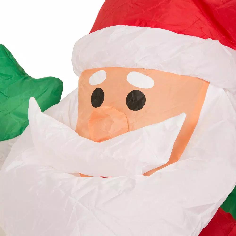 Glitzhome 7 ft. Lighted Inflatable Santa Sleigh with 2 Reindeer Holiday Decor