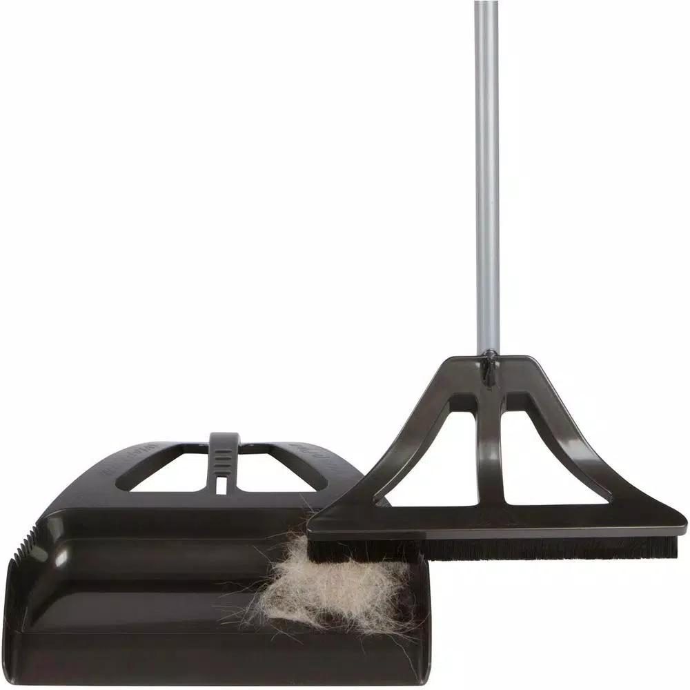 WISP 3-Piece Broom and Dustpan Set with Telescoping Handle and Bristle Seal Technology - Gray