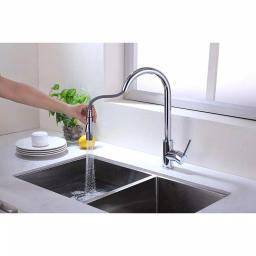 Vanity Art Chrome Single-Handle Pull-Down Kitchen Faucet with 360° Swivel Spout thumbnail 6