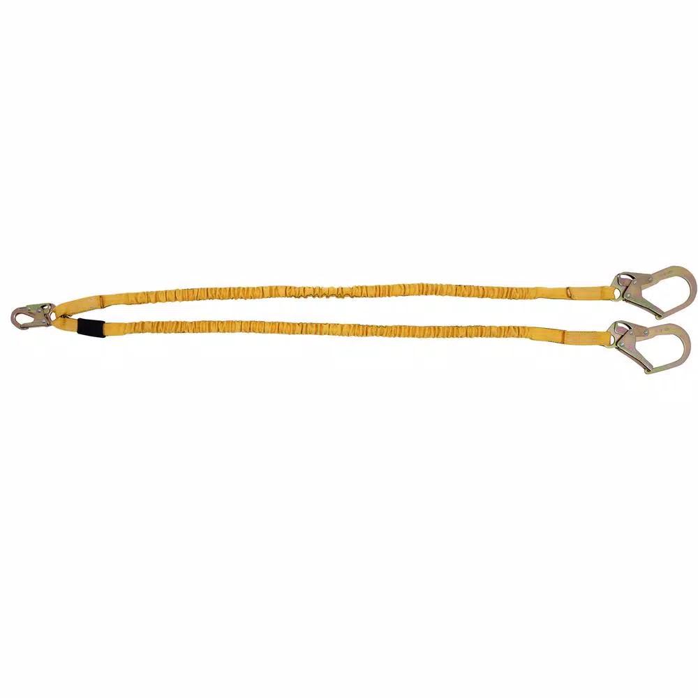Werner SoftCoil 6 ft. Twin Leg Lanyard with Energy Absorbing Inner Core and Rebar Hooks