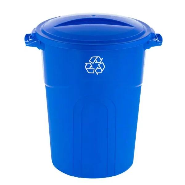 United Solutions 32 Gal. Blue Outdoor Recycling Bin with Snap Fit Lid
