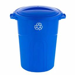 United Solutions 32 Gal. Blue Outdoor Recycling Bin with Snap Fit Lid thumbnail 1