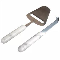 Creative Home Stainless Steel Cheese Slicer and Knife Set with Natural White Marble Handles (2-Piece) thumbnail 1