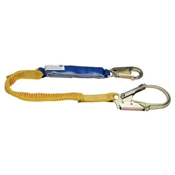 Werner DeCoil Stretch 6 ft. Single Leg Lanyard with DCELL Shock Pack and Rebar Hook