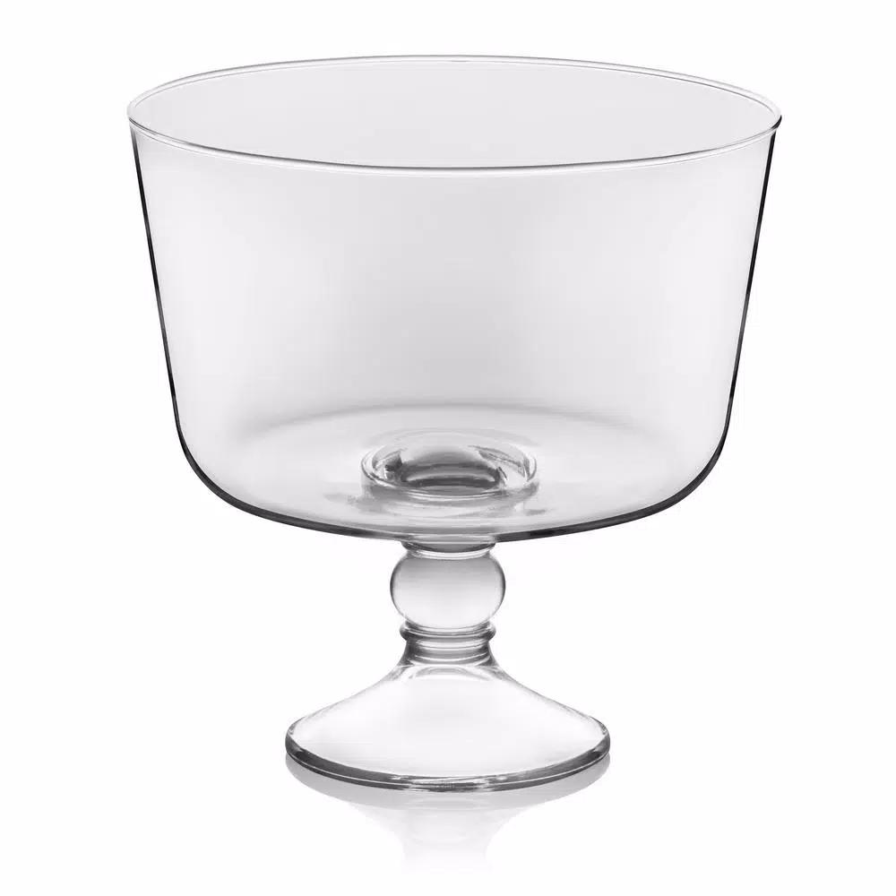 Libbey Selene 9 in. Glass Trifle Bowl, 96 oz Footed Pedestal Serving Bowl, Clear