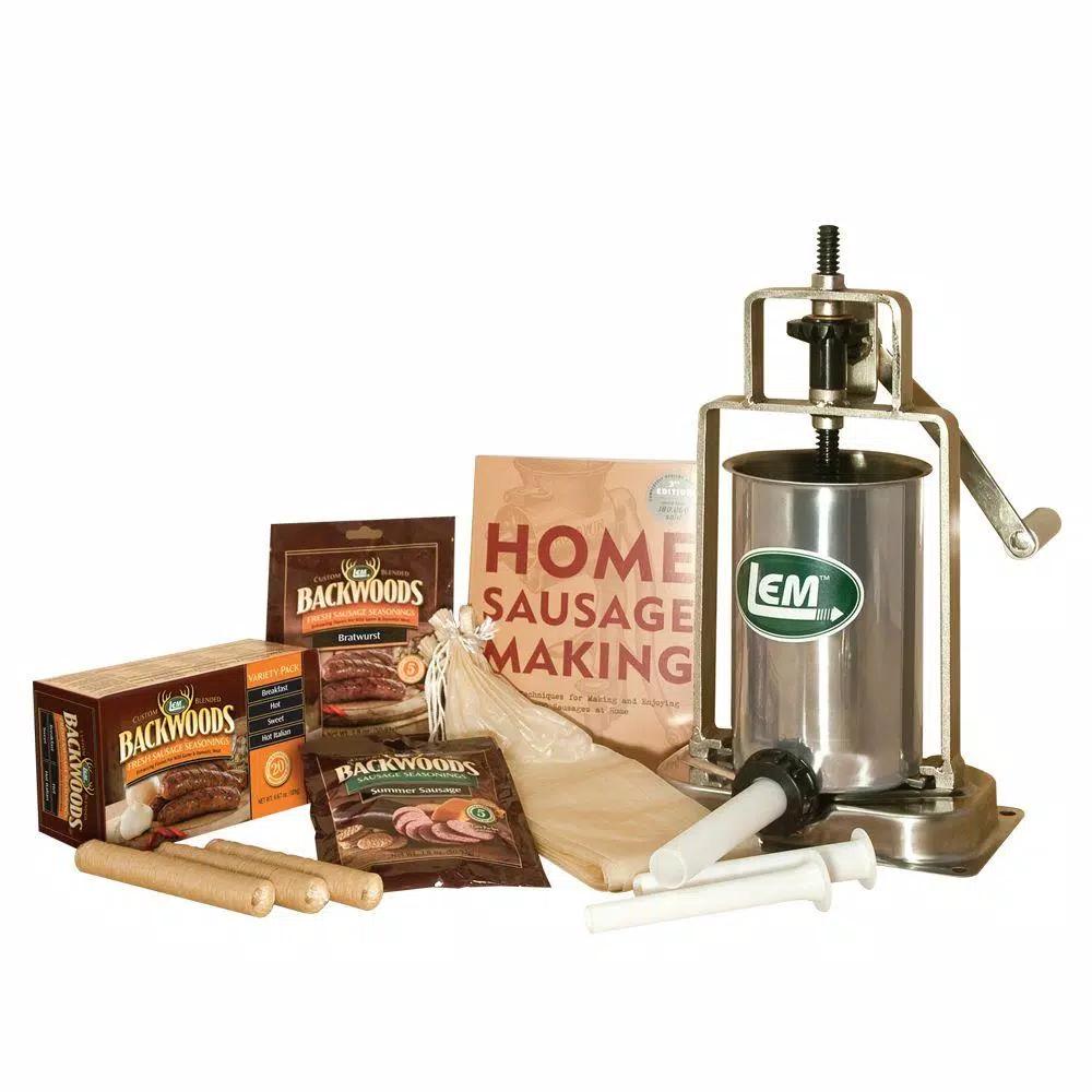 LEM 5 lb. Vertical Sausage Stuffing Kit with Seasonings and Casings