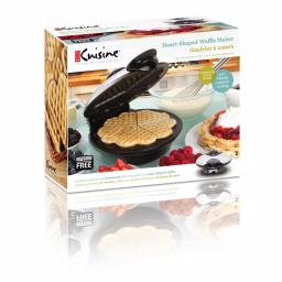 Euro Cuisine Euro-Cuisine 5-Heart Shape American Waffle Maker, 8-inch Non-Stick Ceramic Plates, Black thumbnail 4