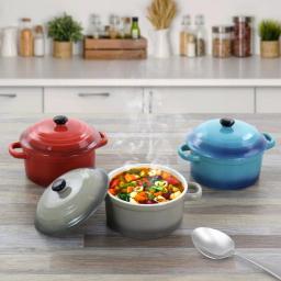 Crock-Pot Pembury 3-Piece Ceramic Casserole Dish Set with Lids, 9.6 oz, Assorted Colors thumbnail 5
