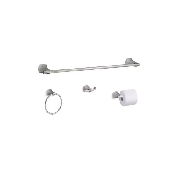 KOHLER Rubicon 4-Piece Bathroom Hardware Set, Vibrant Brushed Nickel