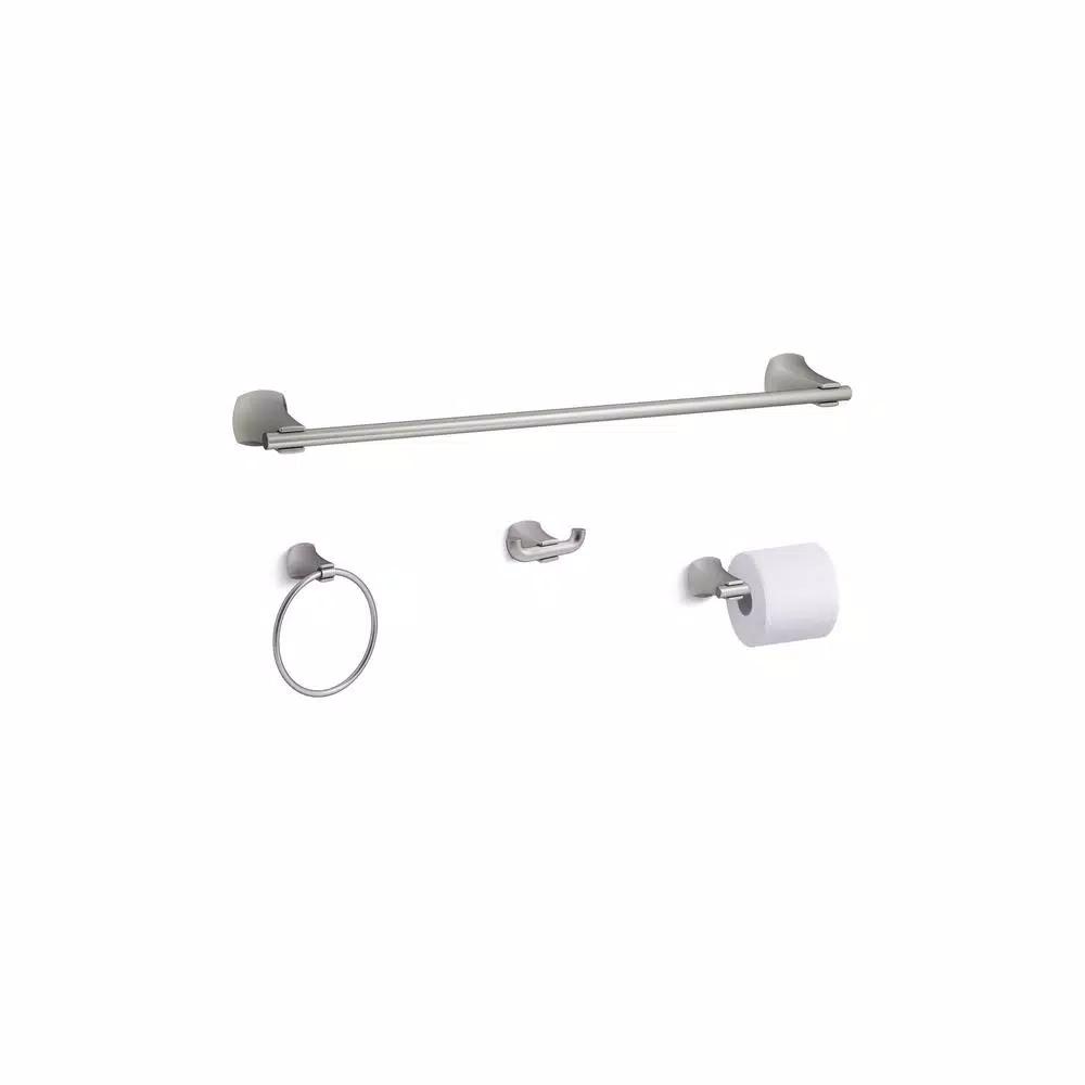 KOHLER Rubicon 4-Piece Bathroom Hardware Set, Vibrant Brushed Nickel
