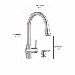 American Standard Montvale Single-Handle Pull-Down Kitchen Faucet with Soap Dispenser, Stainless Steel thumbnail 4