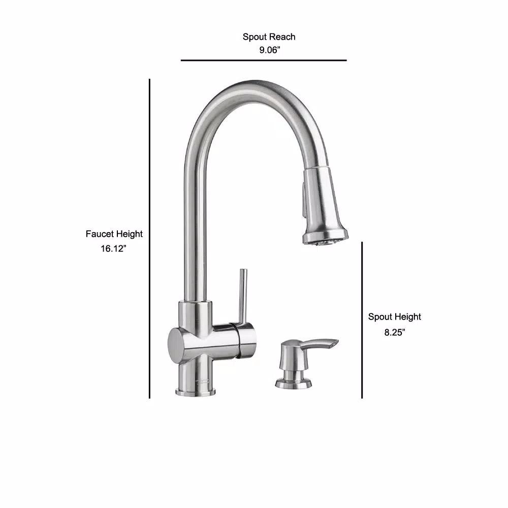 American Standard Montvale Single-Handle Pull-Down Kitchen Faucet with Soap Dispenser, Stainless Steel