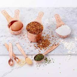 Old Dutch Solid Copper Measuring Cups and Spoons Set, 8-Piece Hammered Finish thumbnail 2