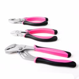 Apollo Tools 3-Piece Pink Pliers Set - 6 in., 6.5 in., and 8 in. Hand Tools thumbnail 2
