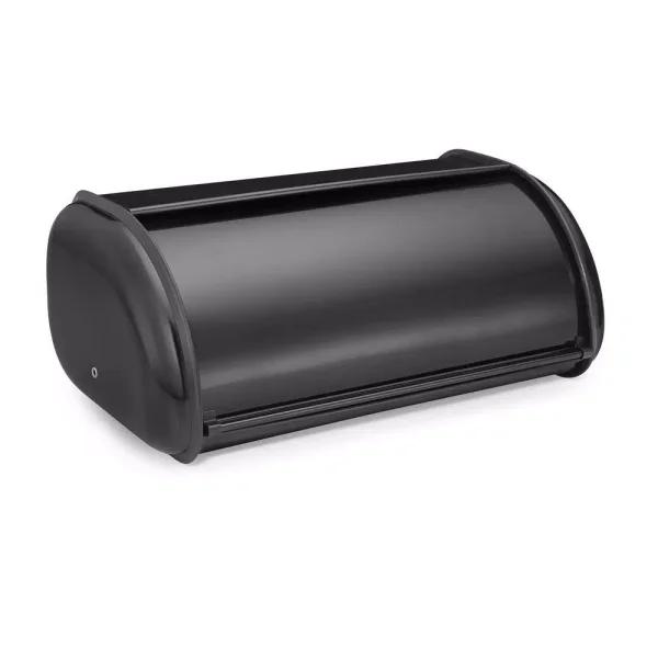 Polder Deluxe Black Steel Bread Bin - Modern Countertop Bread Box