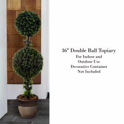 Pure Garden 36 in. Artificial Double Ball Podocarpus Topiary with Pot thumbnail 3