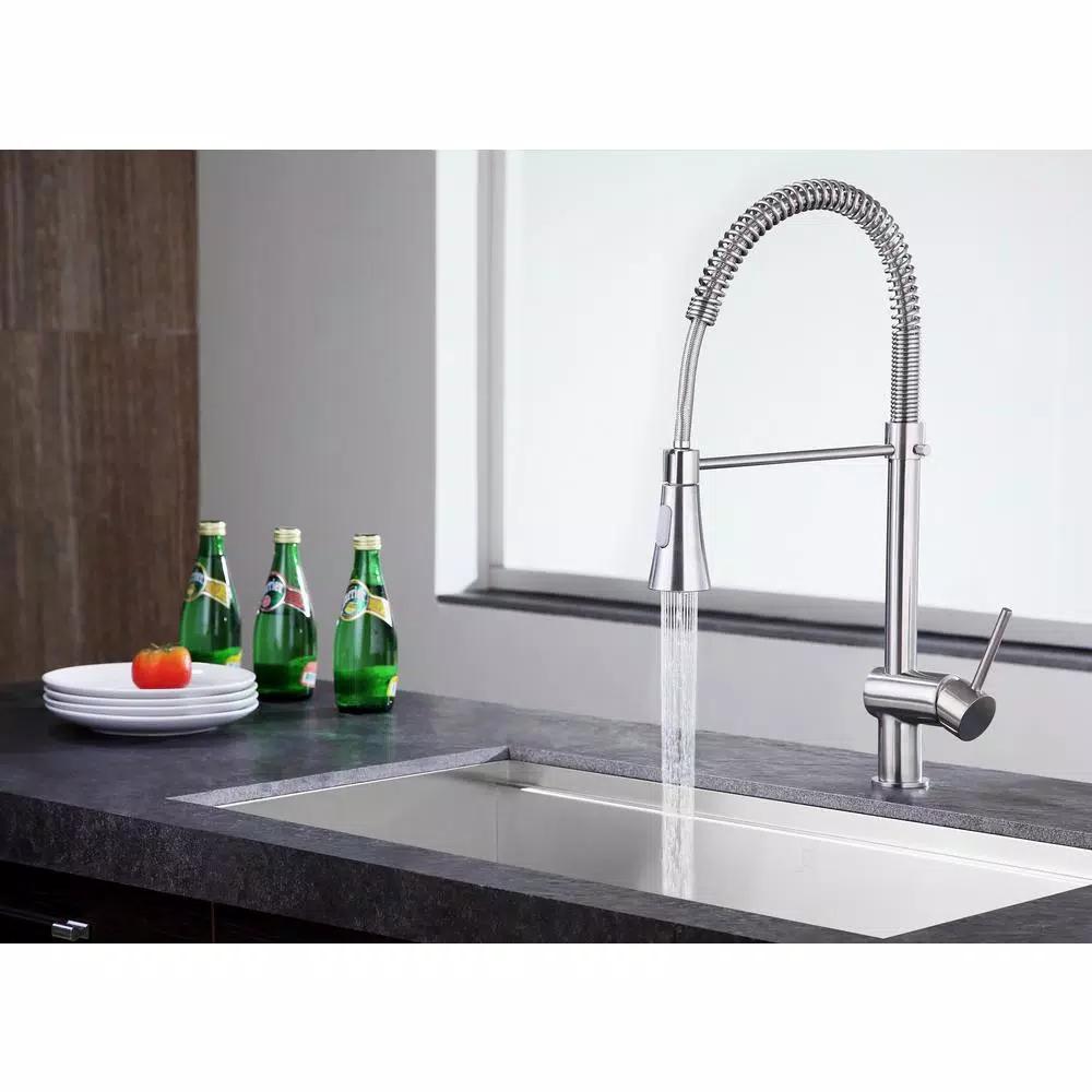 ANZZI Carriage Single Handle Kitchen Faucet, Brushed Nickel, Modern Deck Mount