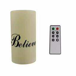 Lavish Home "Believe" Vanilla Scented LED Flameless Real Wax Candle with Remote Control thumbnail 1
