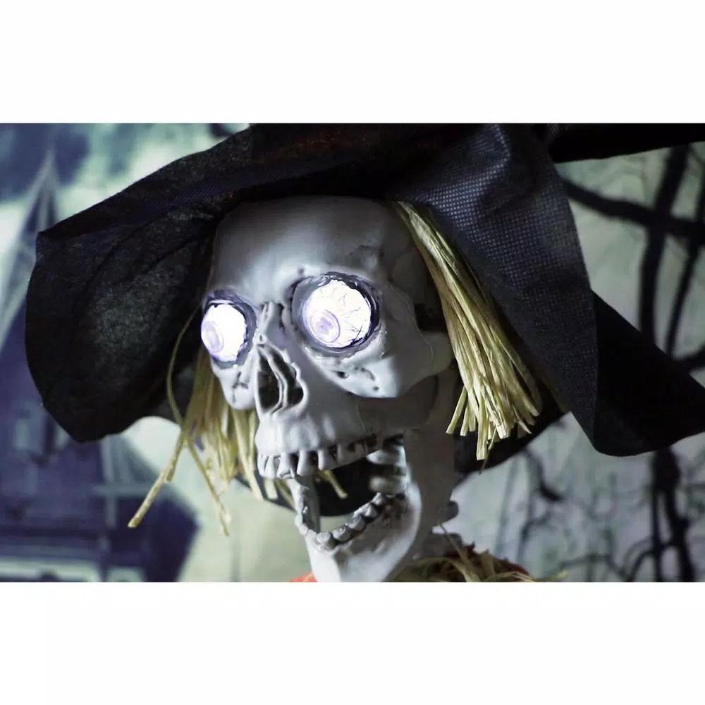Haunted Hill Farm 5 ft. Animated Skeleton Scarecrow Halloween Prop