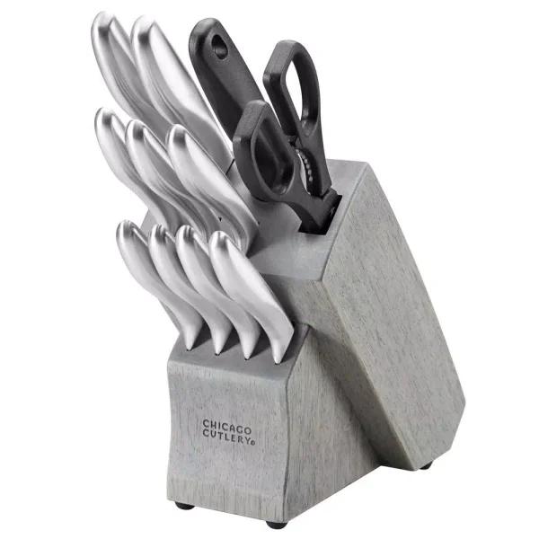 Chicago Cutlery Clybourn 12-Piece German Stainless Steel Knife Set with Grey Wood Block