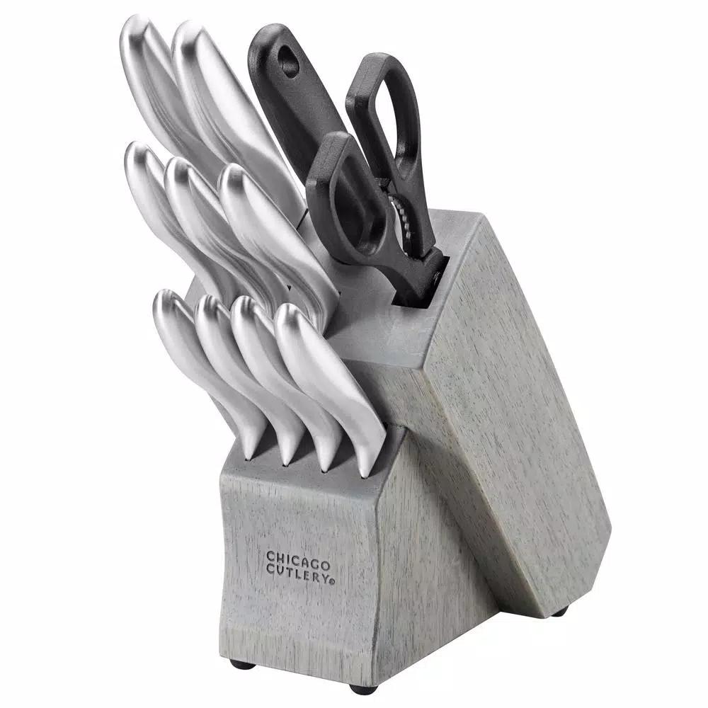 Chicago Cutlery Clybourn 12-Piece German Stainless Steel Knife Set with Grey Wood Block