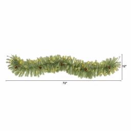 Nearly Natural 6 ft. Pre-Lit Artificial Pine Christmas Garland with 50 Warm White LED Lights and Pine Cones thumbnail 2