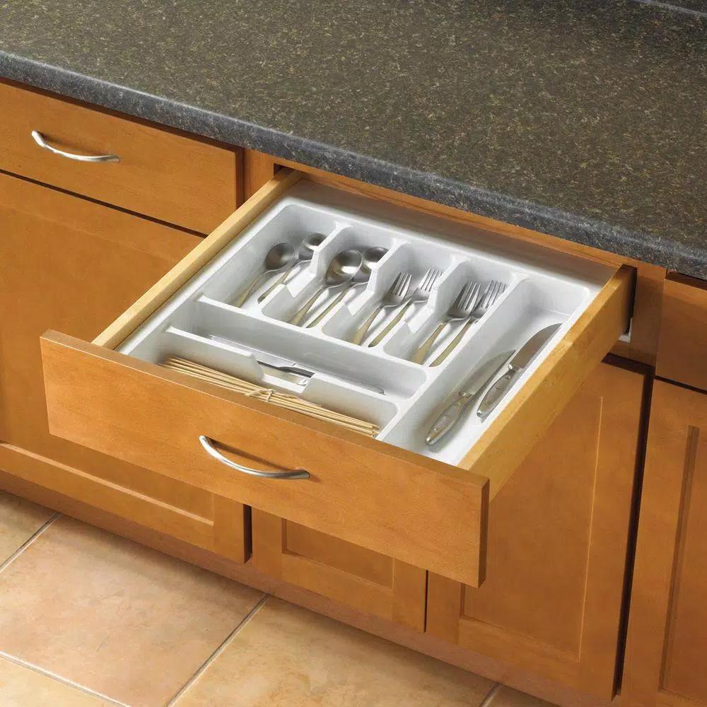 Real Solutions for Real Life Real Solutions by Knape and Vogt White Plastic 7-Section Utensil Drawer Organizer