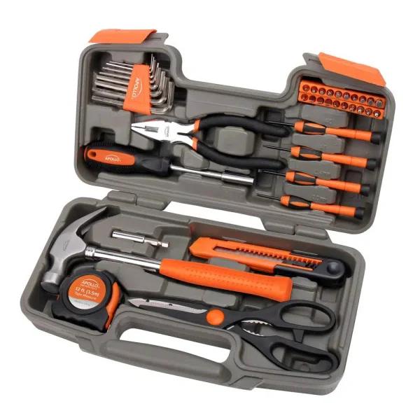 Apollo 39-Piece General Household Tool Set with Blow Molded Case - Orange