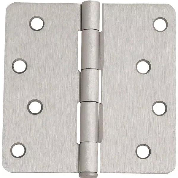 Design House 4 in. x 1/4 in. Radius Satin Nickel Steel Door Hinge Value Pack (3-Pack)